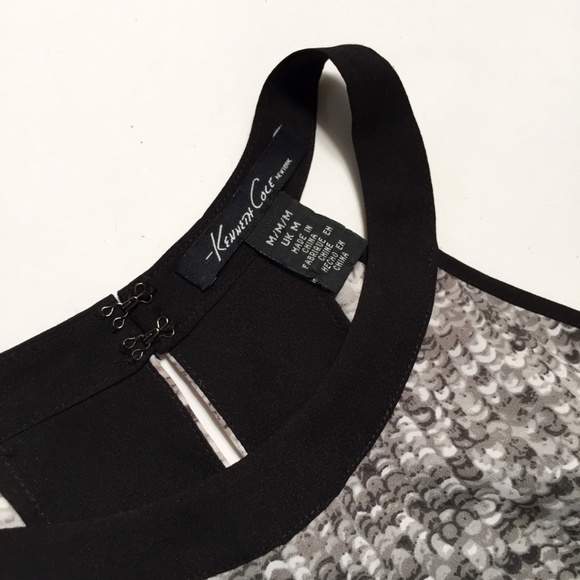 NWOT Kenneth Cole Halter Top Blouse Size M Sleeveless Sequin Print Gray Black - Picture 7 of 9